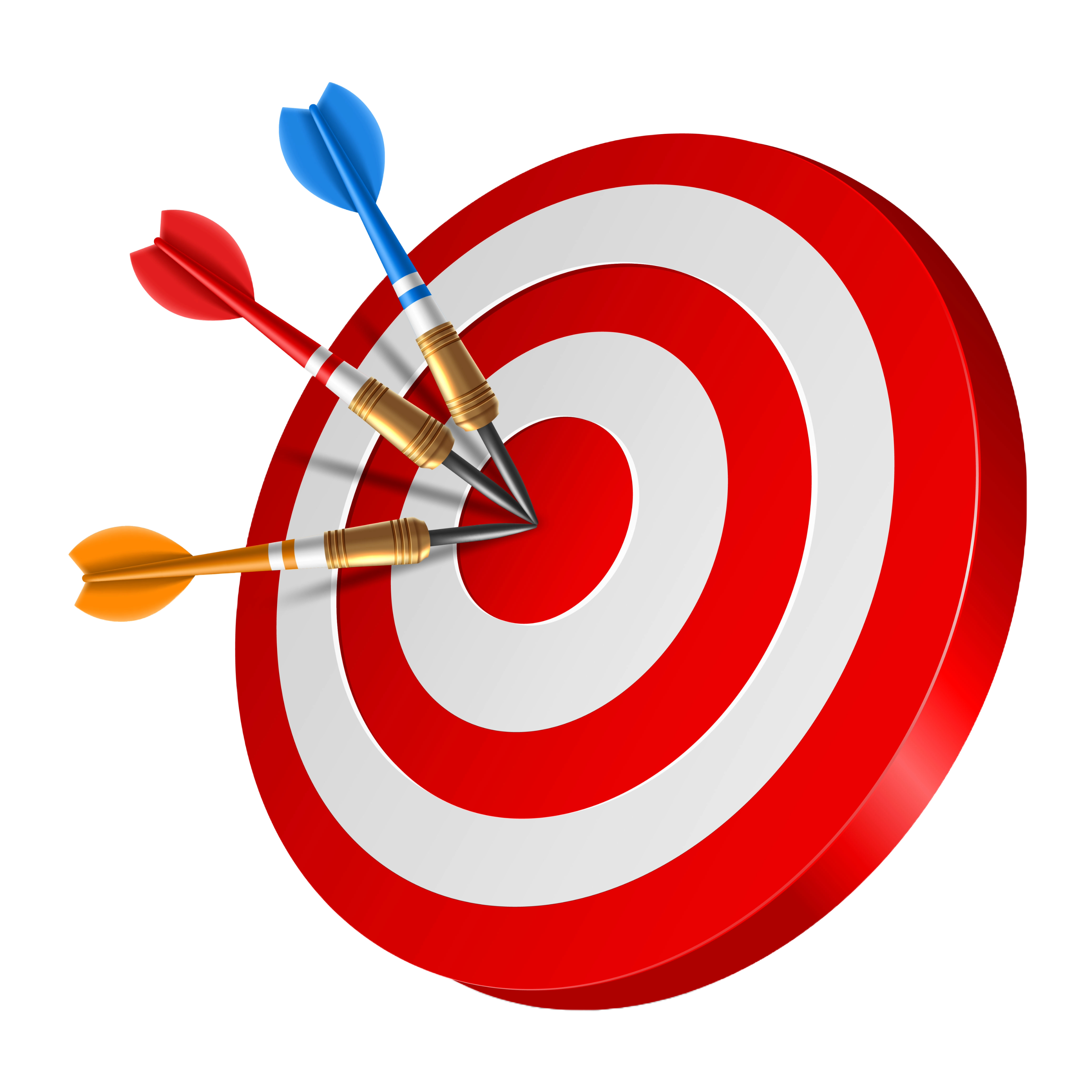Three darts hit bullseye on target, symbolizing our mission's precision and success.